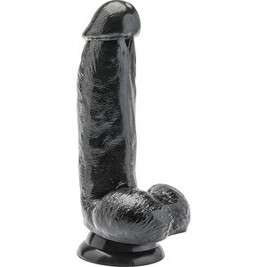 PENE NEGRO 15 CM TESTÍCULOS Y VENTOSA