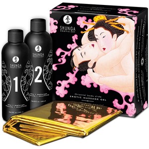 SHUNGA GEL DE MASAJE ORIENTAL CUERPO A CUERPO FRESAS CON CAVA