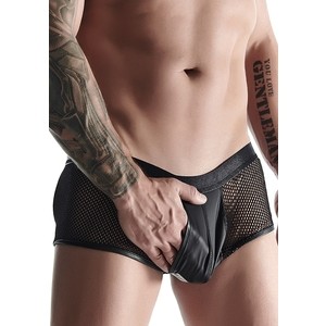 WETLOOK & MESH MEN BOXER NEGRO XL